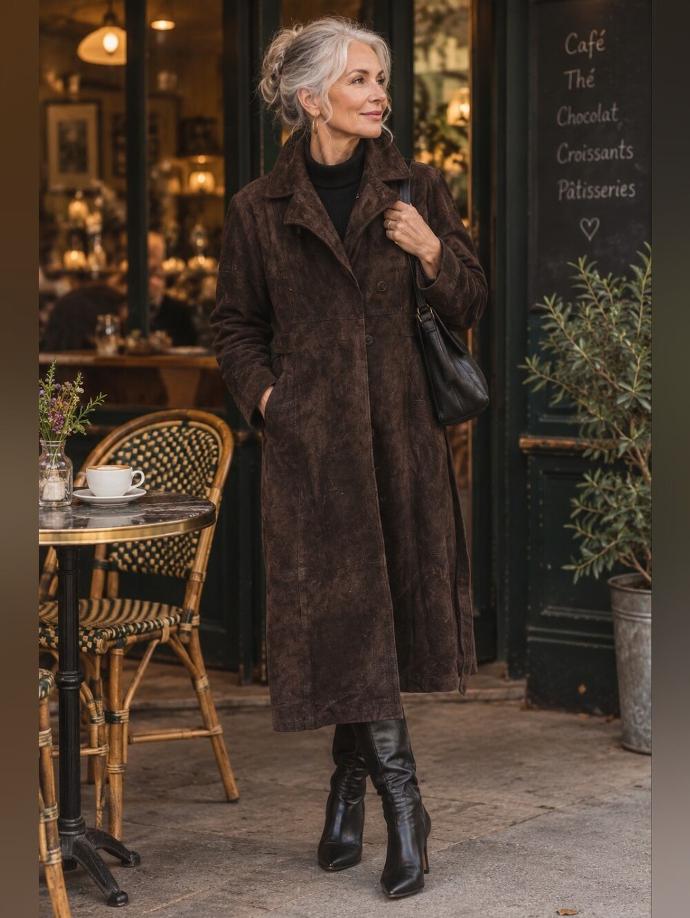 True Vintage Leather Suede Coat From Leader Furs, Rich Brown, Satin Lining